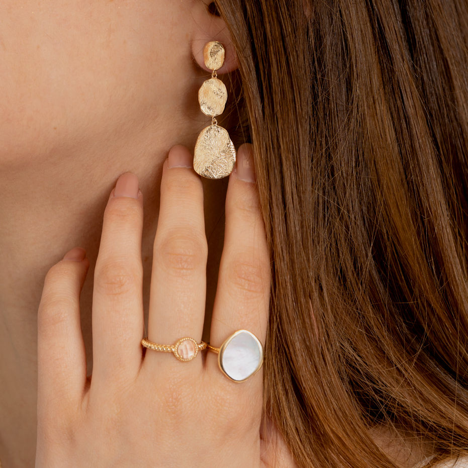 Anello Ana & Cha Lise Quatz Rose placcata in oro