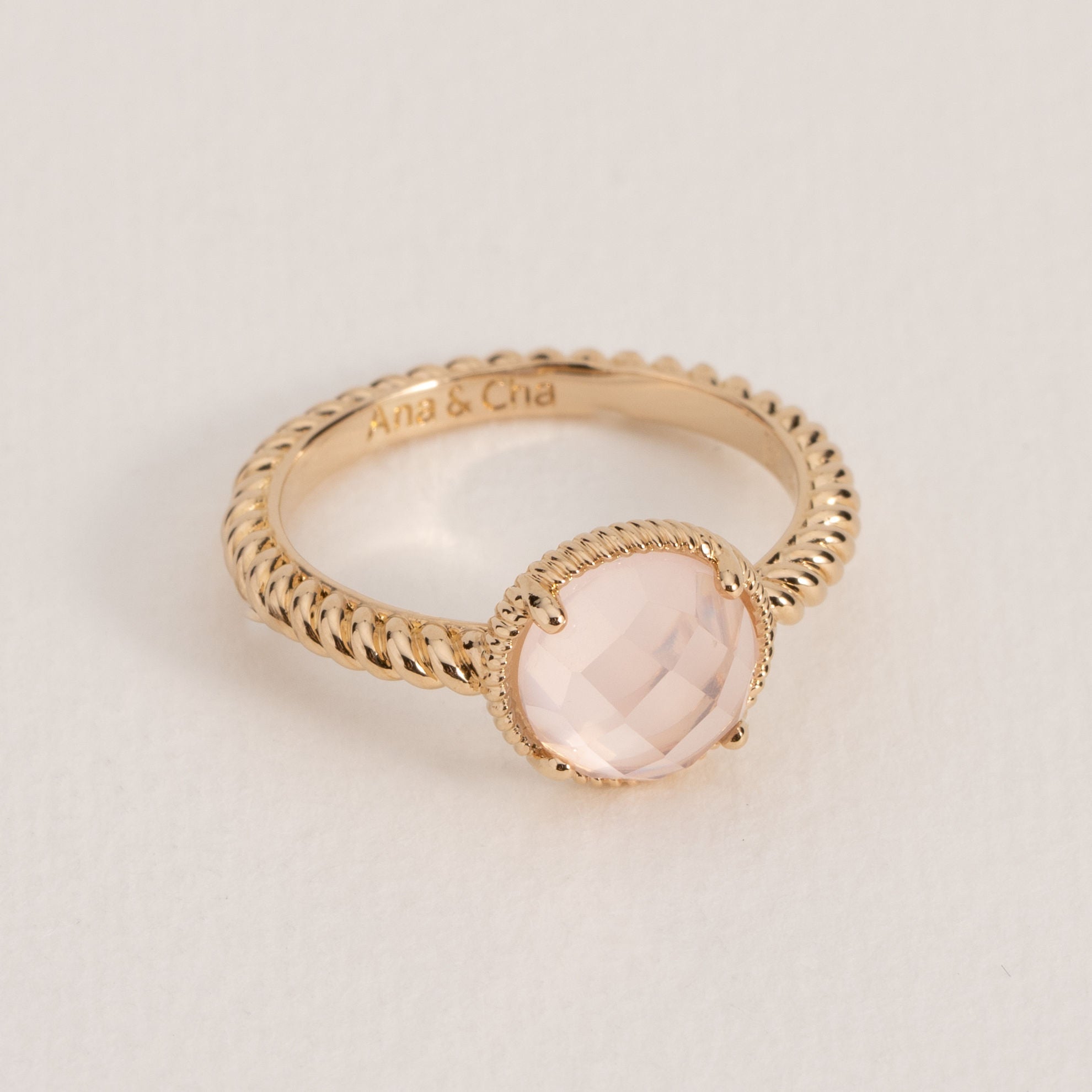 Anello Lisette al quarzo rosa placcato oro