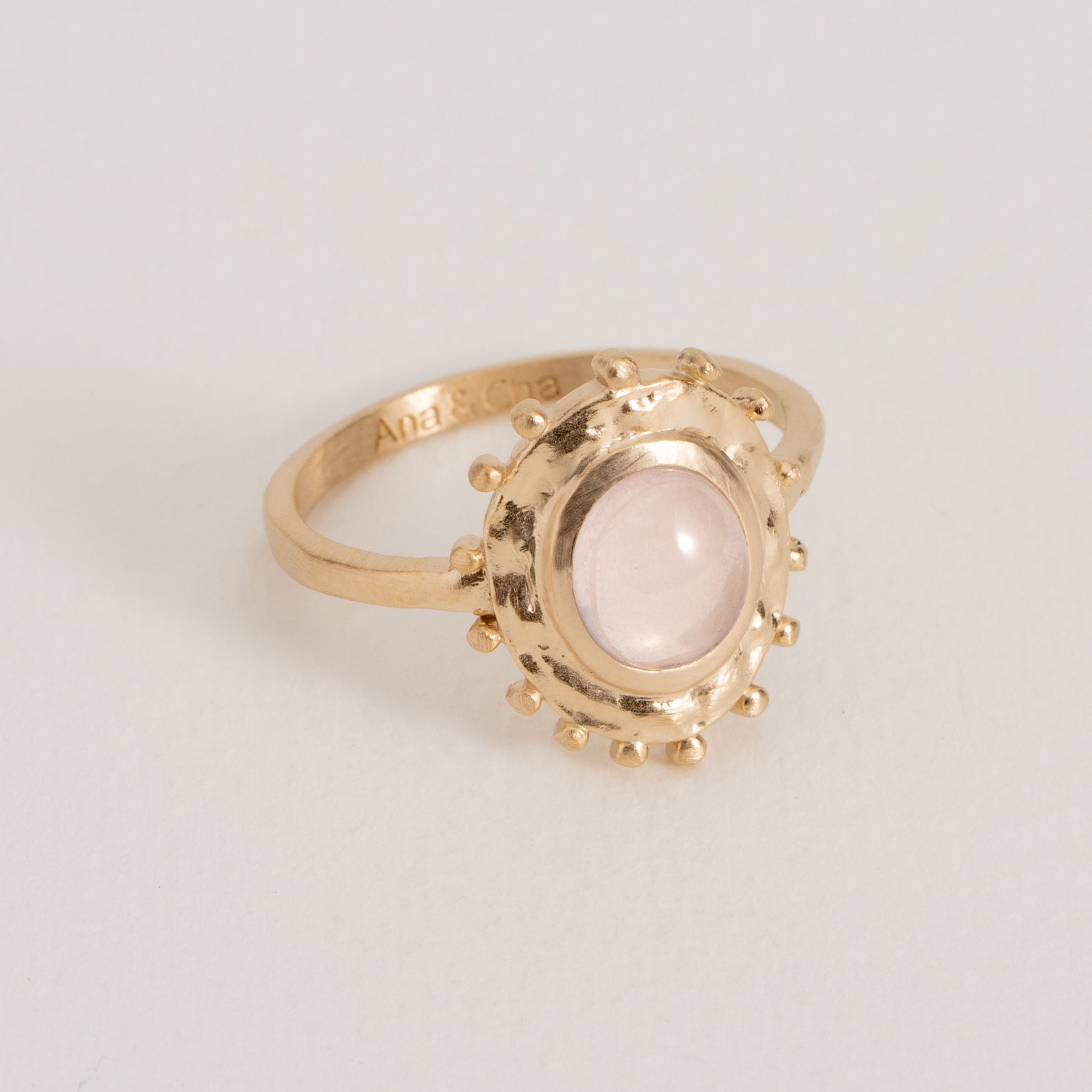 Anello Odile Quarzo Rosa placcato oro