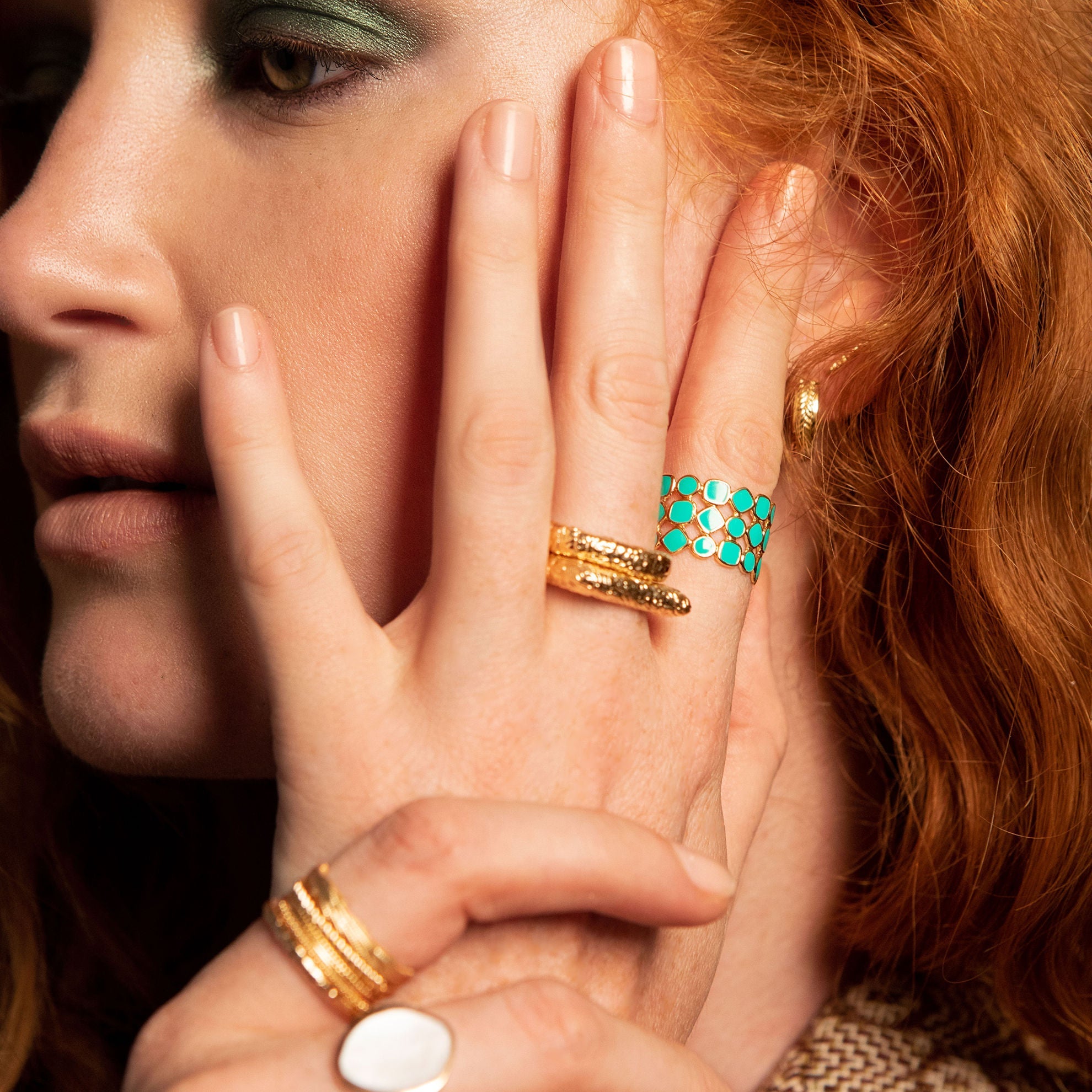 Bague Ana & Cha Alba laque turquoise