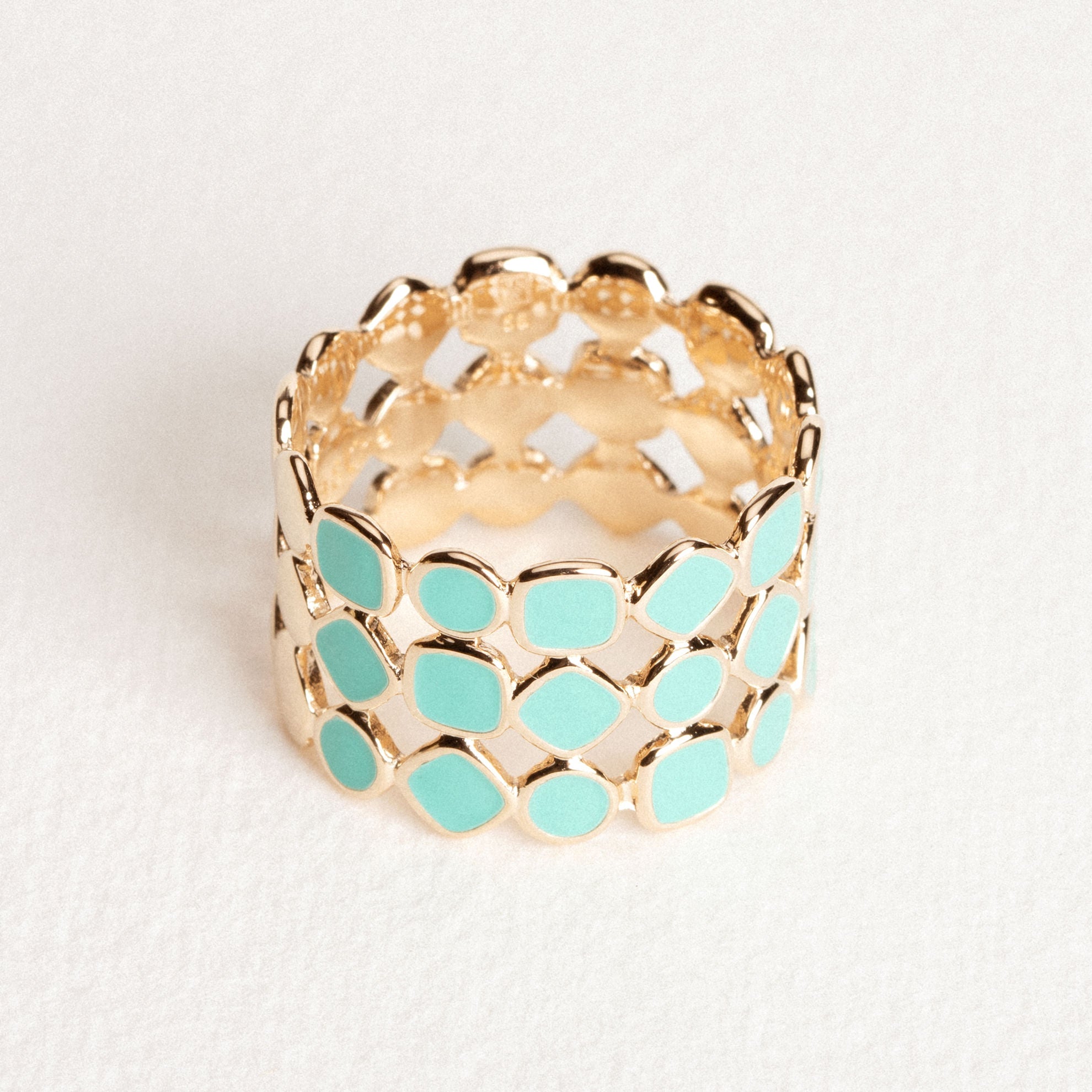 Bague Alba laque turquoise en plaqué or