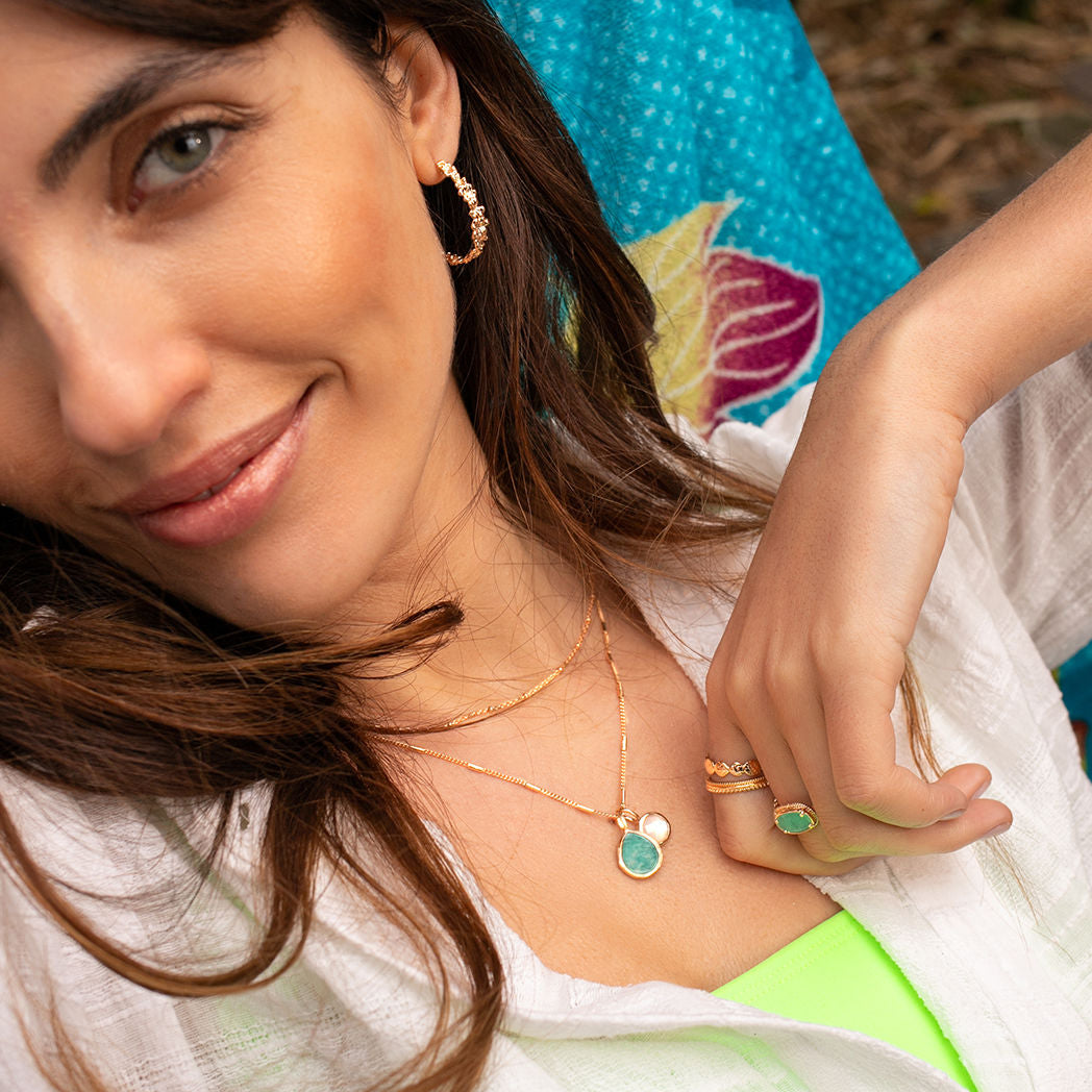 Bague Ava amazonite Ana & Cha en plaqué or