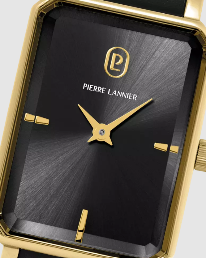 Ariane - Gold Black Leather - Watch - Pierre Lannier