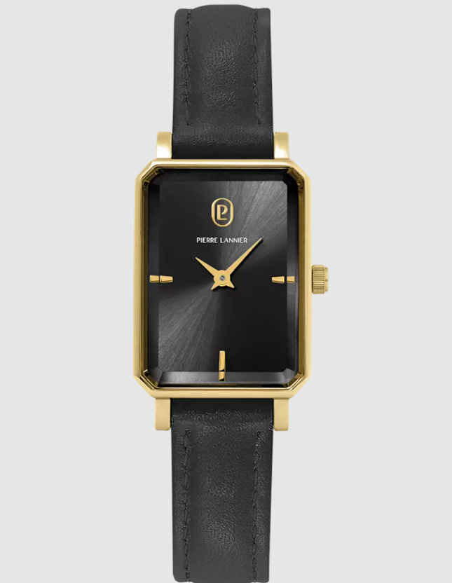 Ariane - Gold Black Leather - Watch - Pierre Lannier