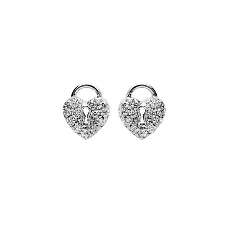 Orecchini con lucchetto a cuore – Argento | Azuline