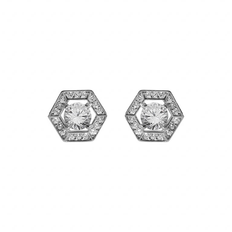 Cercei Hexagon – Argint | Azulin