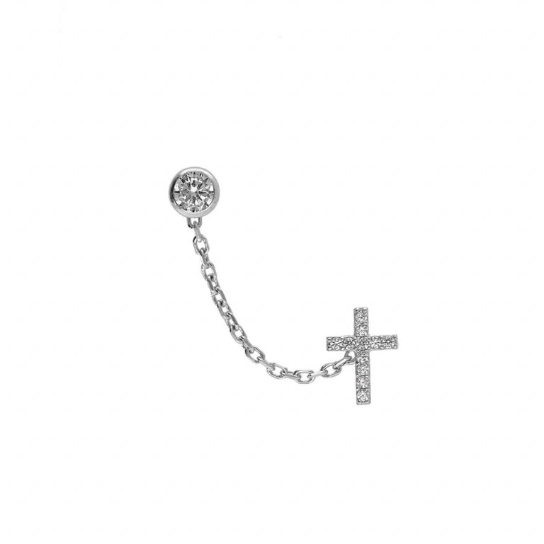 Chainette Cross Earrings – Silver | Azuline