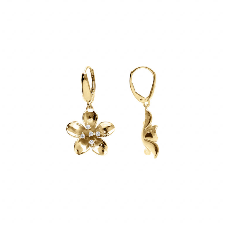 Boucles d’Oreilles Fleur – Argent Doré à l’Or Fin | Azuline vue 2