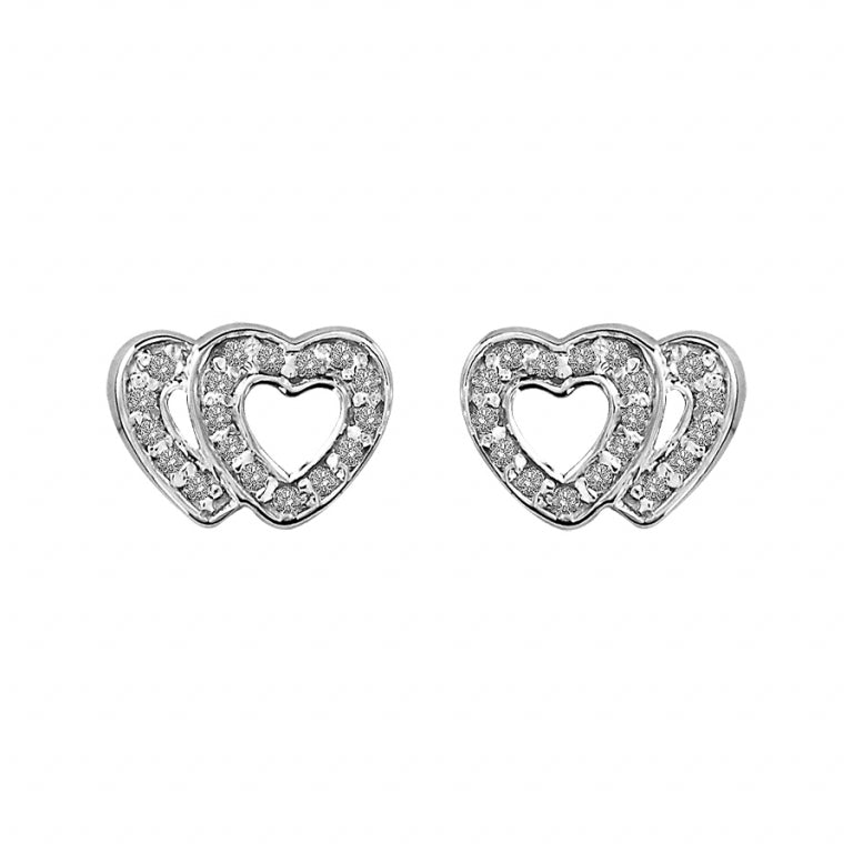 Boucles d’Oreilles Double Cœur – Argent | Azuline