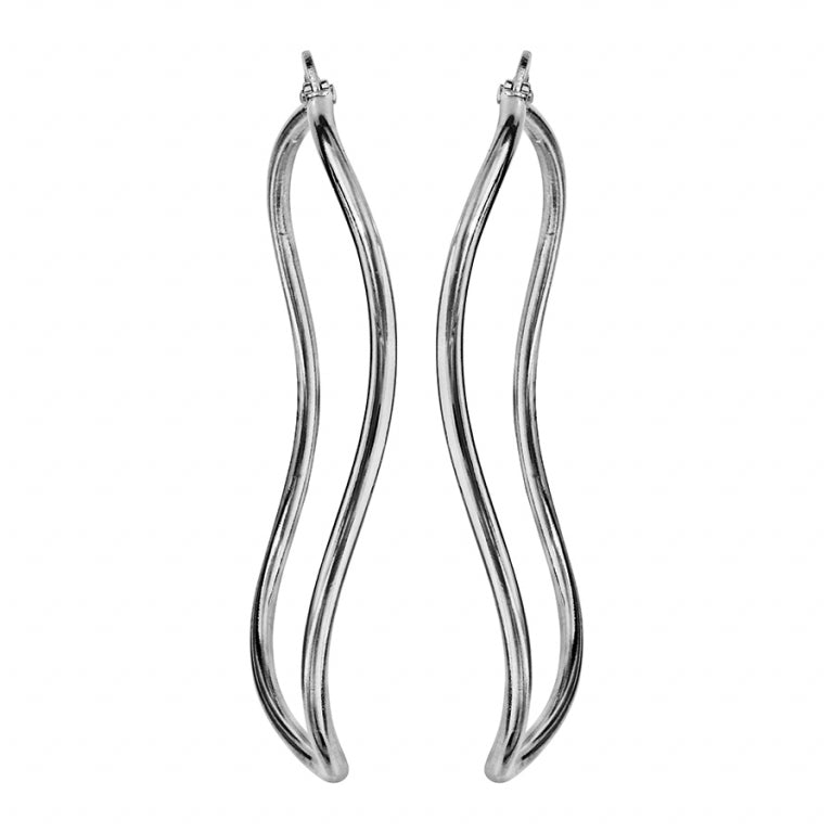 Wavy Hoop Earrings – Silver | Azuline view 2