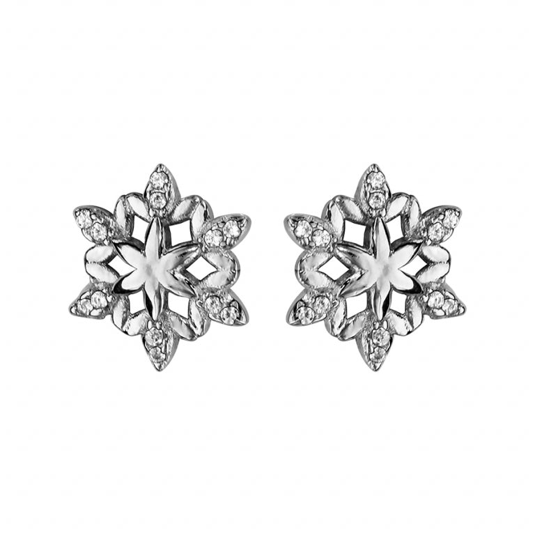 Σκουλαρίκια Snowflake – Ασημένια | Azulin