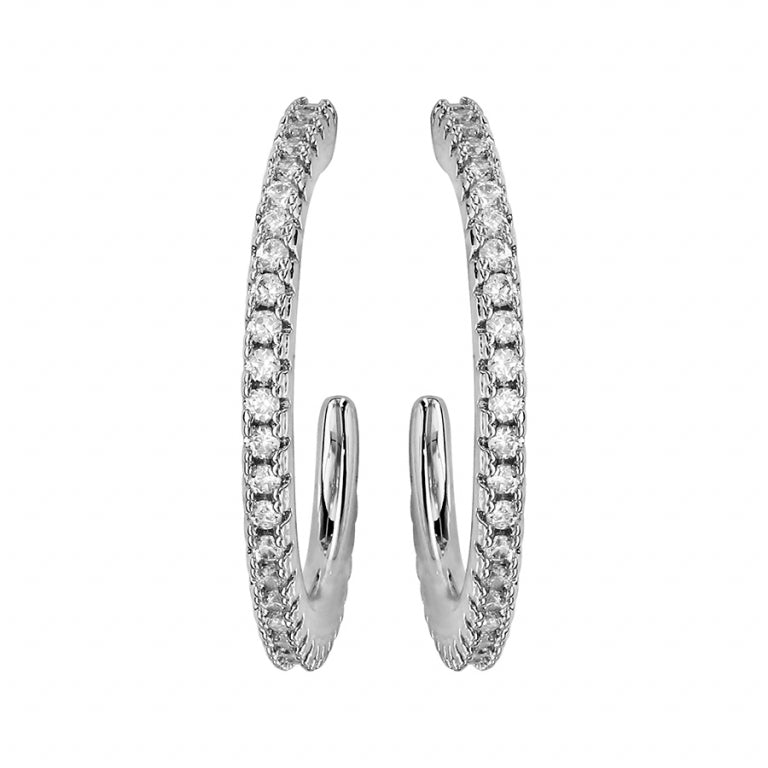 Brincos de argola de zircônia cúbica branca frisada – prata | Azuline