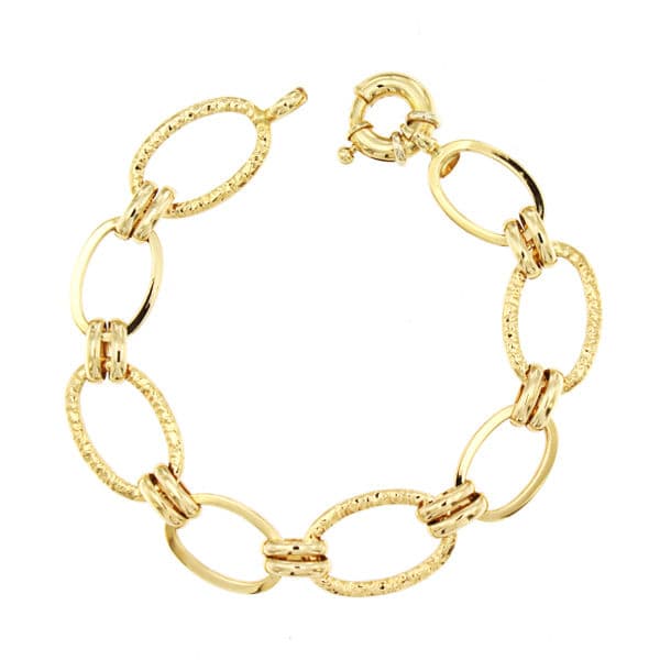 18K gul guld armbånd hule links 19 Cm