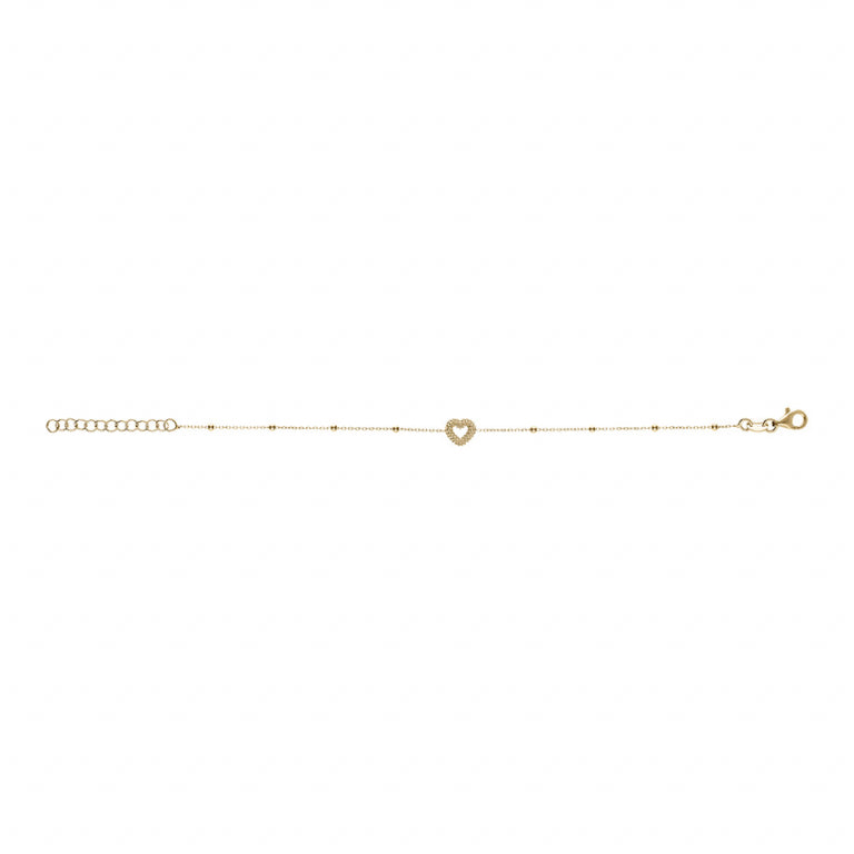 Bracciale a cuore con perline - Argento dorato con oro fino | Azuline vista 2