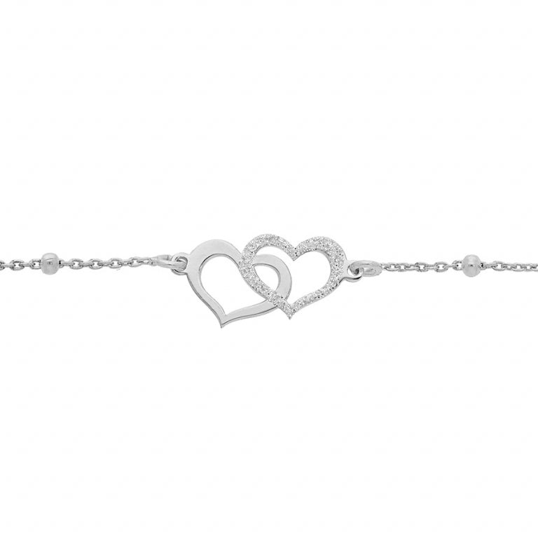 Doppelherz-Armband – Silber | Azuline Ansicht 2