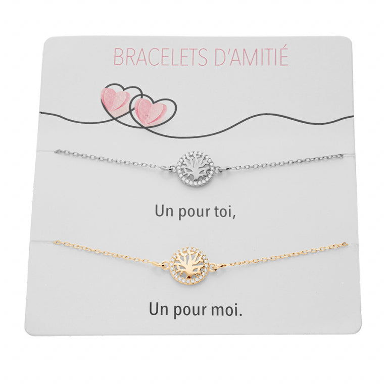 Pulsera Doble Árbol de la Vida – Plata Dorada con Oro Fino | Azuline
