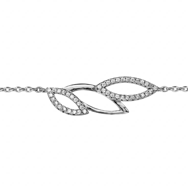 Opengewerkte bladarmband – zilver | Azulin