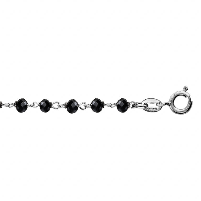 Facettiertes Glasperlen-Kugelarmband – Silber | Azuline