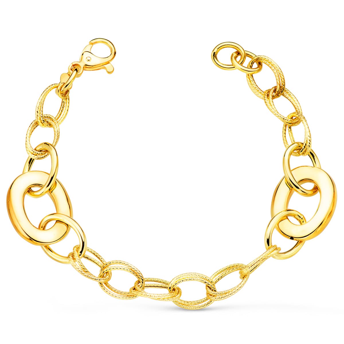 18K Gulguld Armbånd Hule Links Bredde 16 mm Længde 20 Cm Totalvægt 8,90 Gr