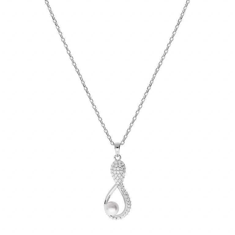 Pearl Pendant Necklace – Silver | Azuline view 2