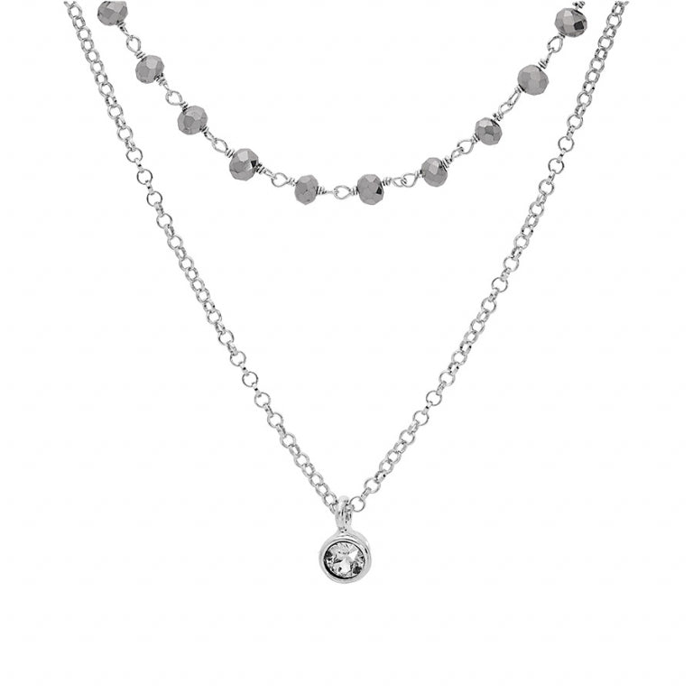 Halskette mit facettierten Steinen – Silber | Azuline