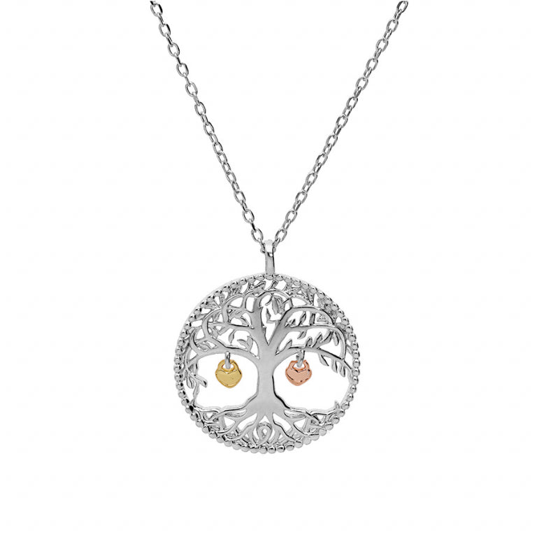 Κολιέ Tree of Life με φούντες καρδιάς – Ασήμι επιροδιωμένο | Άποψη Azulin 2