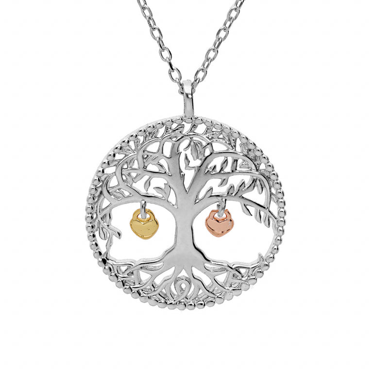 Κολιέ Tree of Life με φούντες καρδιάς – Ασήμι επιροδιωμένο | Azulin