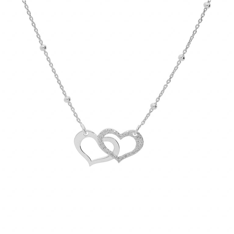 Collier Double Cœur – Argent | Azuline vue 2