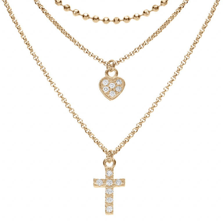 Heart and Cross Necklace – Silver Gilded with Fine Gold | Azuline