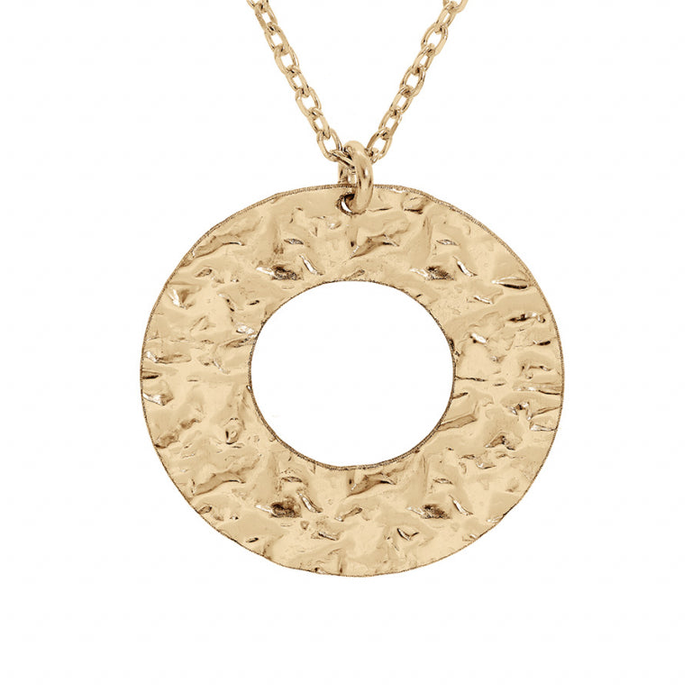 Ronde gehamerde ketting – zilver verguld met fijn goud | Azulin