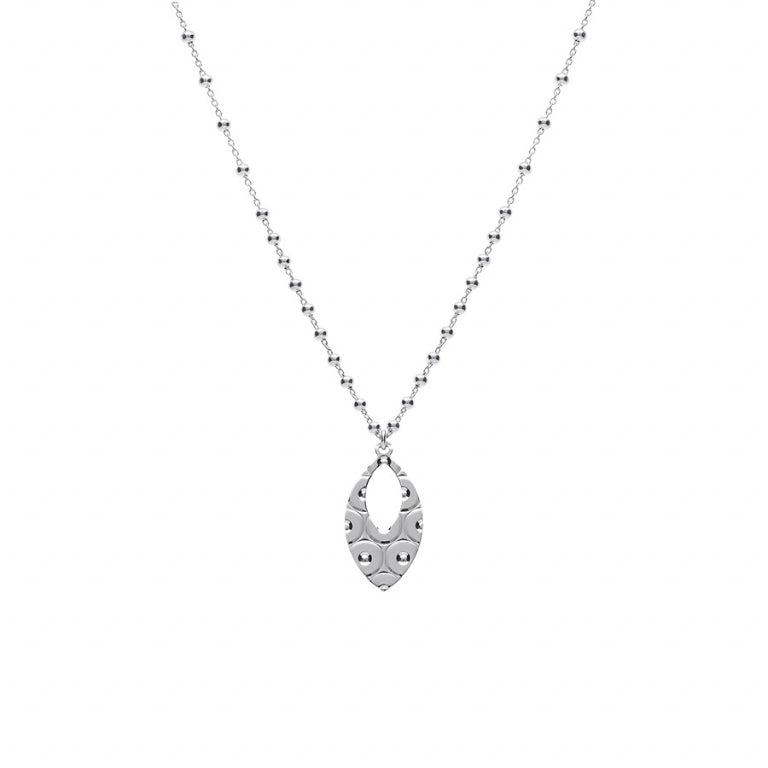 Hammered Oval Necklace – Silver | Azulin view 2
