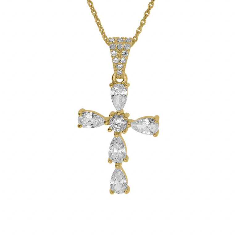 Colar Cruz – Prata Dourada com Ouro Fino | Azuline
