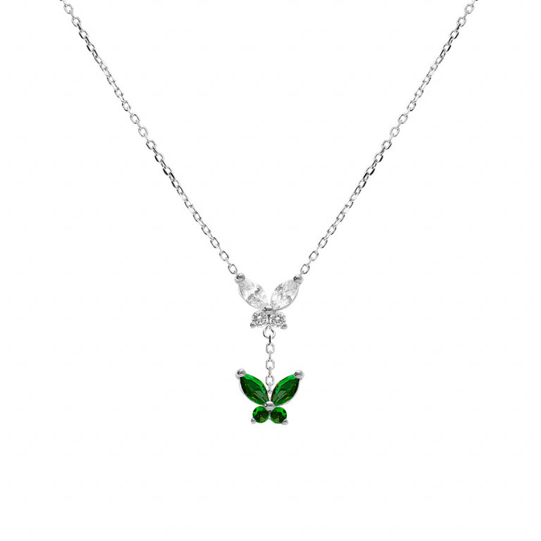 Butterflies Necklace – Silver | Azulin view 2