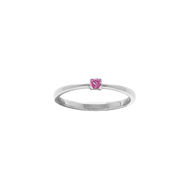 Anello con tormalina rosa in argento 925 rodiato
