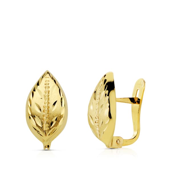 18 K gul guld dækket blad øreringe 12X7 mm Butterfly Push lås