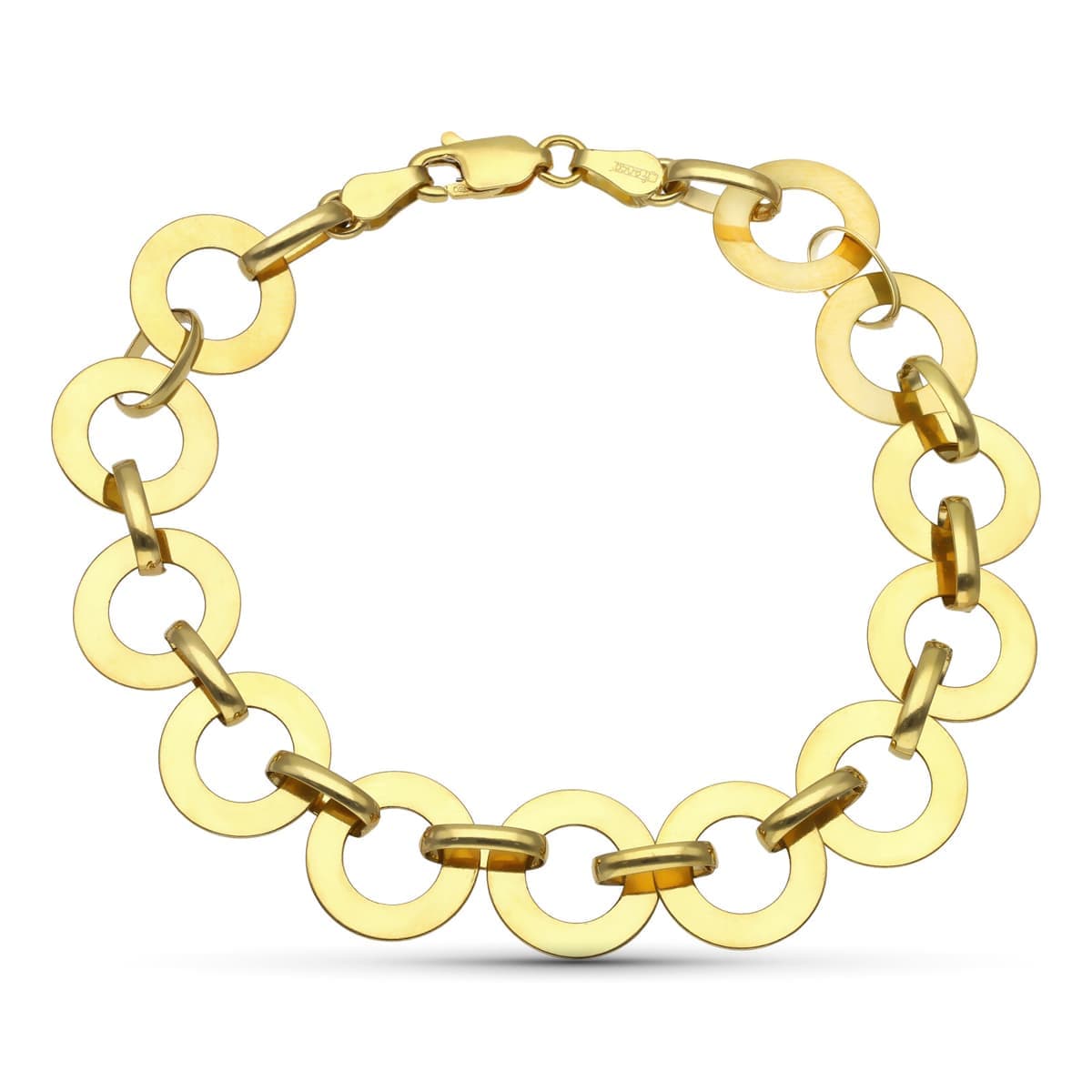 18K Bracelet Or Jaune Cercles 20 Cm