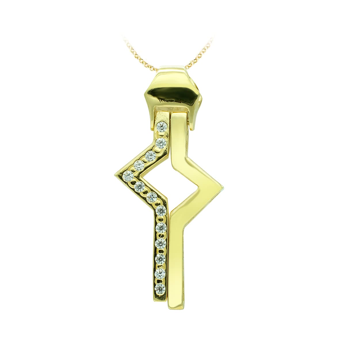 18K Sarı Altın Haç Zirkonya 31X14 mm