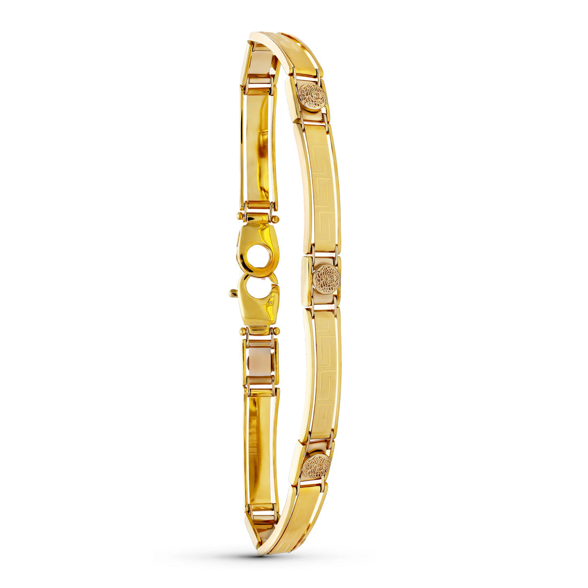 Brățară Greca pentru bărbați din aur bicolor de 18K 19CM Lățime 8 mm