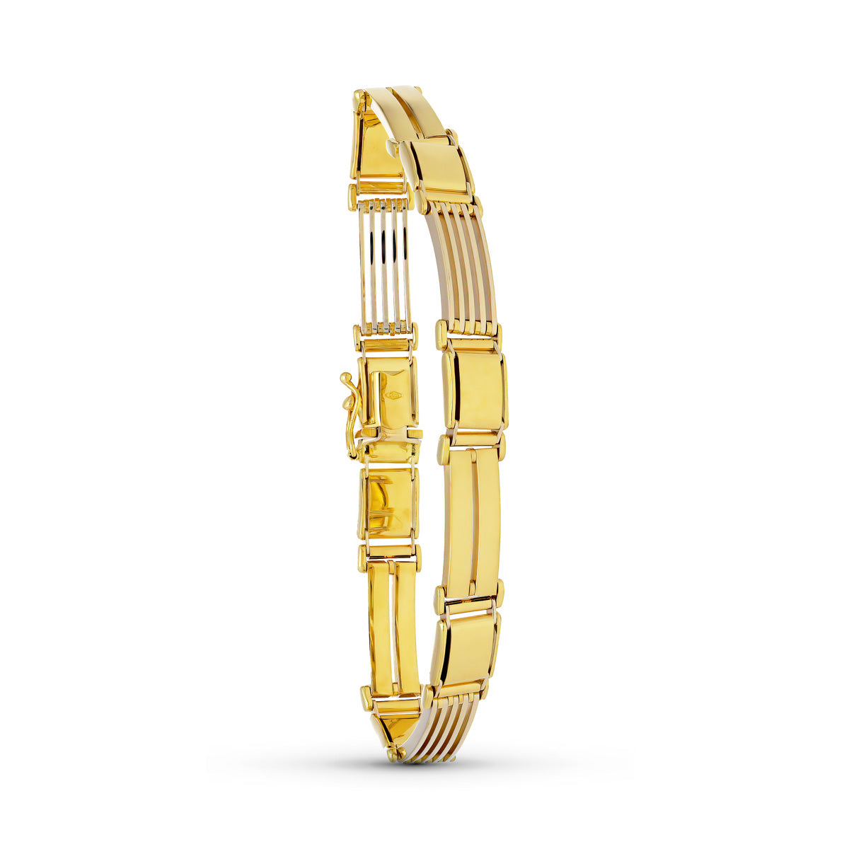 Bracelet Or Jaune 18K Brillant Mat 20 Cm Largeur 8 mm