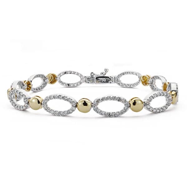 Pulseira de zircão bicolor em ouro 18K 19 cm