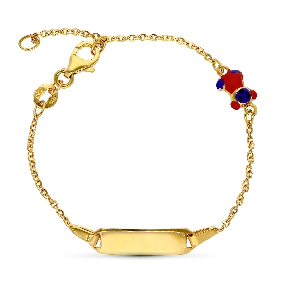 18K Gourmette Or Jaune Ours Email 16 Cm