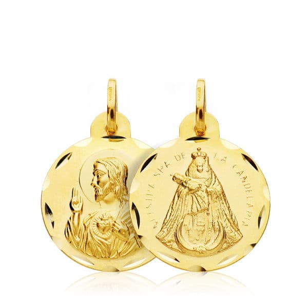 Scapulierhart van Jezus 18K Maagd van Candelaria Geel goud 18 mm