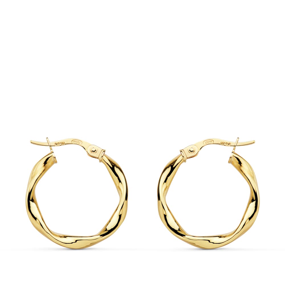 18K Gul Guld Twisted Hoop Øreringe 20 X 2,5 mm