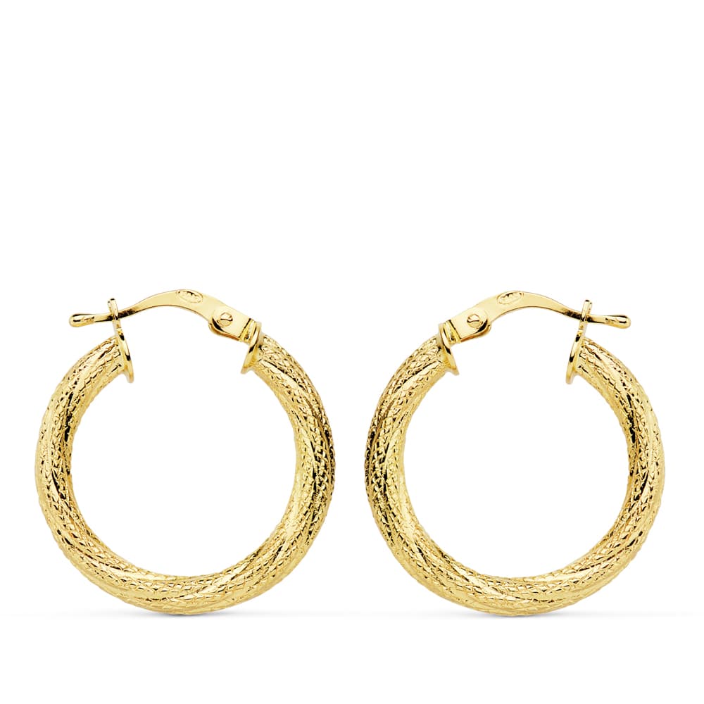 18K gul guld hule bøjle øreringe 21 mm