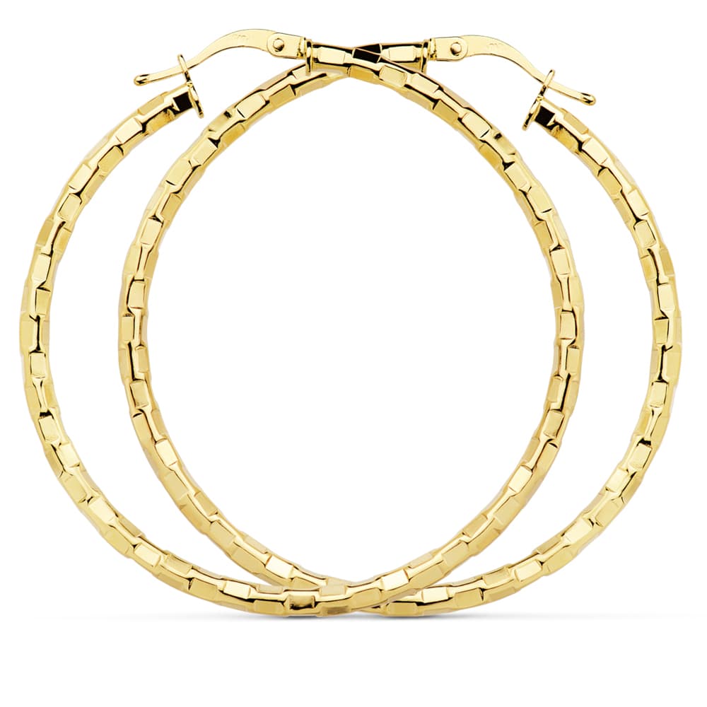 Hollow Square Hoop Øredobber 18K gult gull 44 mm