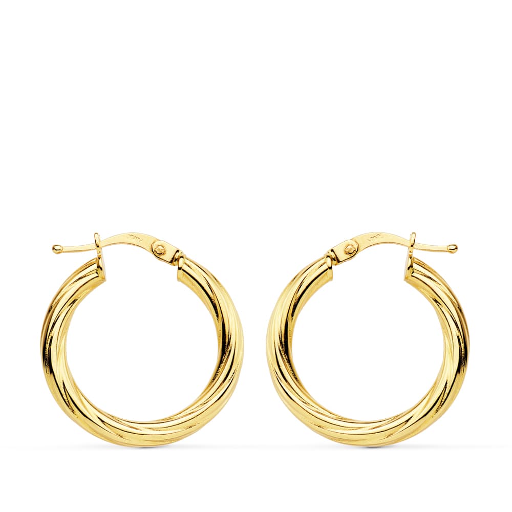 18K hule bøjle øreringe 21 mm gul guld