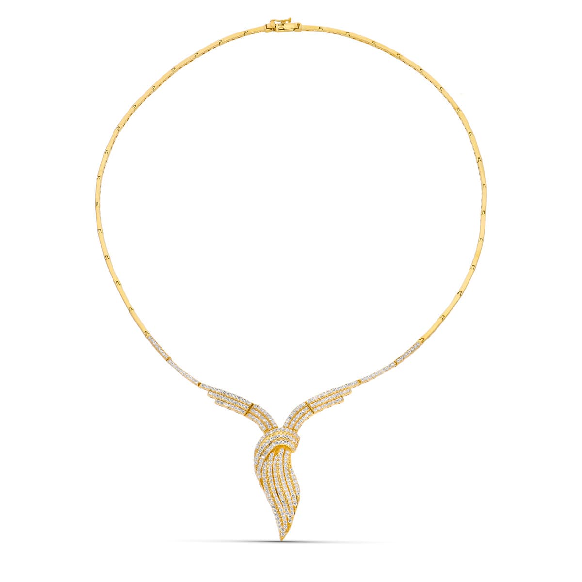 18K Yellow Gold Necklace with Zirconia