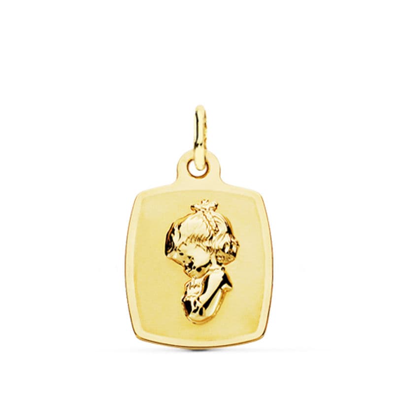 Jomfrupigemedalje 18K 19X13 mm