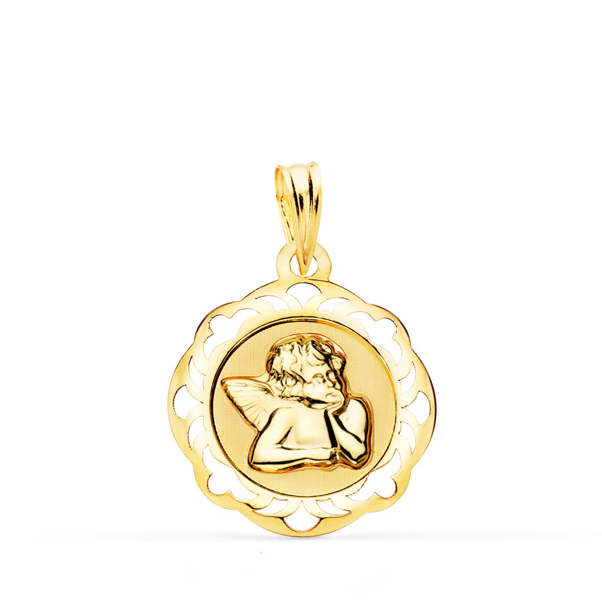 18K Médaille Ange Baptême 17X17 mm