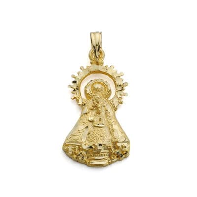 18K geelgouden silhouetmedaille Maagd van Castellar 25X13 mm